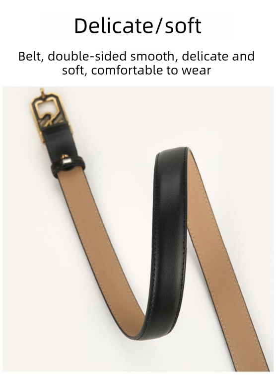 Womens Genuine Leather Belt Black C-Shape Gold Buckle Waist Strap for Jeans & Dresses Classic Fashion Accessory
