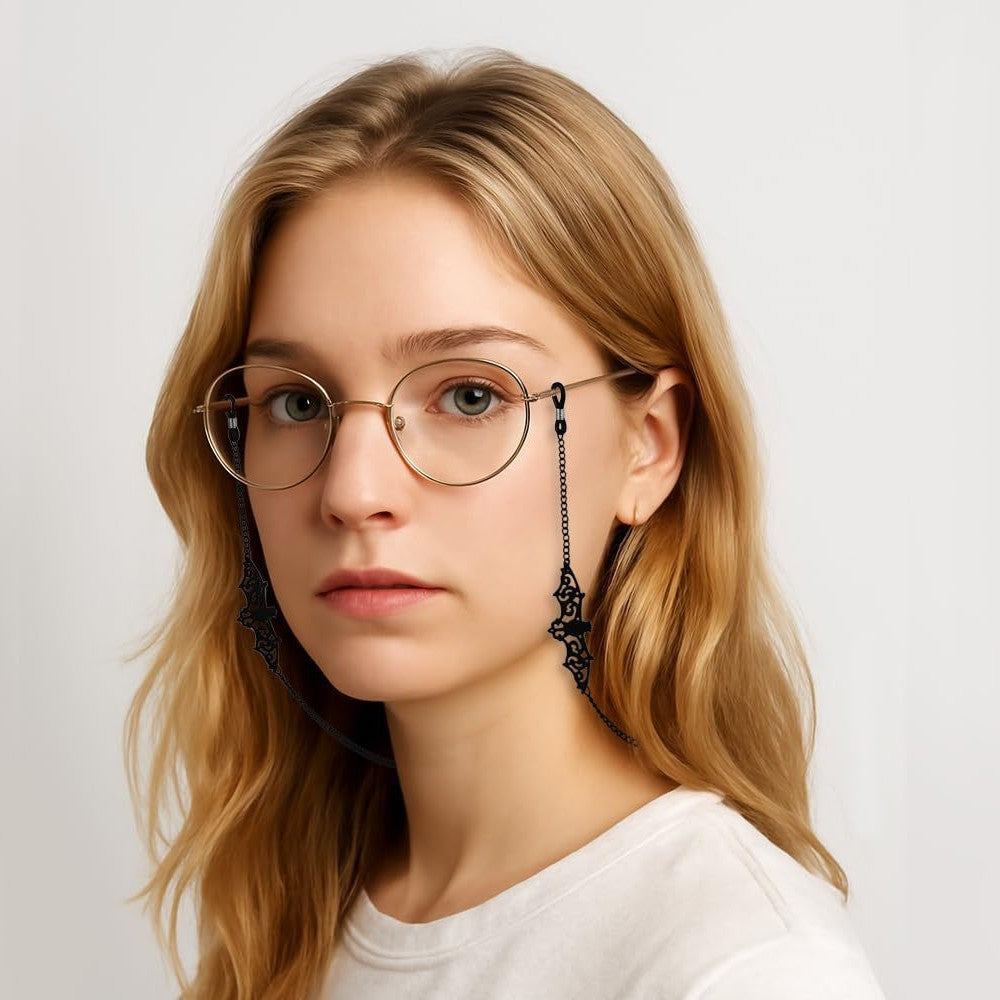 Black Spider Web Eyewear Chain 70cm Anti-Slip Glasses Strap Gothic Web Pendant Sunglasses Holder for Women