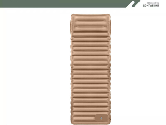 Outdoor Camping Self-Inflatable Air Mattress Portable Foot Press Beach Picnic Mat Foldable TPU Sleeping Pad Desert and Grey