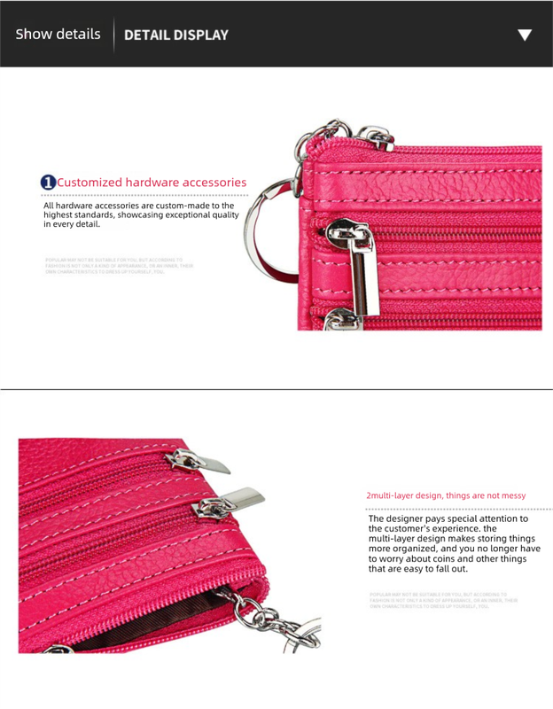 Genuine Leather Coin Purse Mini Wallet with Triple Zipper Pockets Key Ring Holder Pouch for Cash & Cards - Autumn Wave Blue