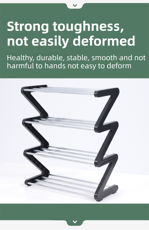 Blue Stable Z-Shaped 4-Tier Shoe Rack(51x45CM) - Waterproof Cloth & Sturdy Steel Pipe, Easy Assembly & Space Saving for Dormitory & Small Apartments