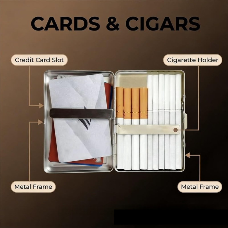 Retro Metal Card Cash & Cigarette Case with Fixed Clip - Leopard Artistic Slim Wallet (10.3X6X2cm)