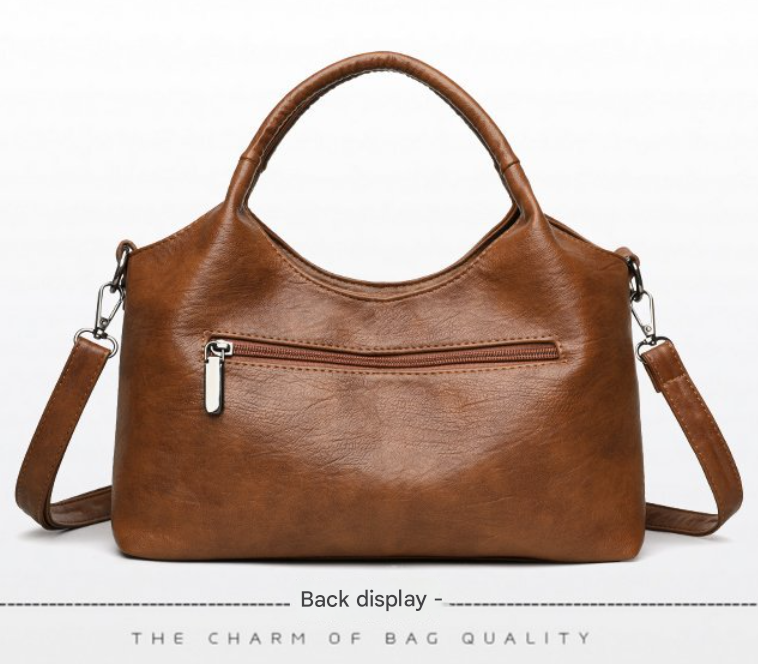 Coffee Retro Soft PU Leather Handbag for Women - Trendy Large Capacity Daily Crossbody Bag with Detachable Shoulder Strap