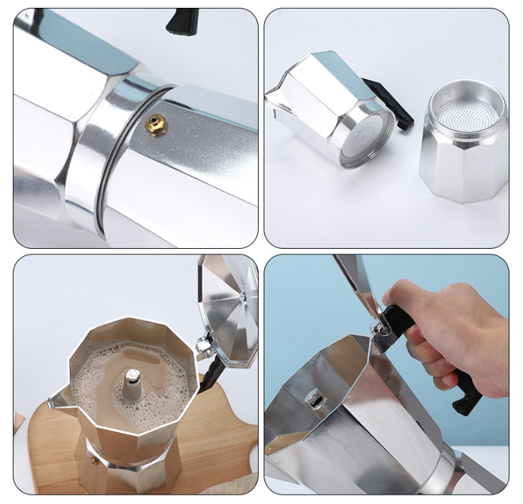150ML Premium Octagonal High Pressure Moka Pot - Classic Italian Aluminum Coffee Maker for Rich Espresso Flavor