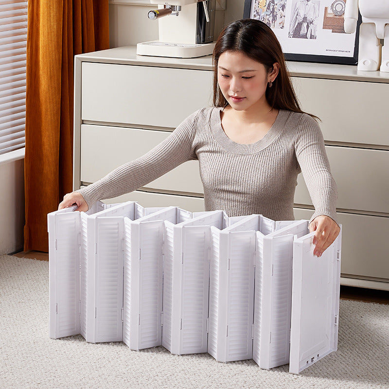 Transparent 6-Layer Foldable Shoe Storage Tower with Transparent Display Panel & Back Ventilation - One-Pull Instant Setup Stackable Box (25.5x34.5x105CM)