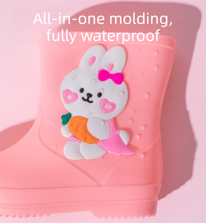 Cute Yellow Duck Kids Rain Boots with Removable Warm Cotton Liner - Waterproof Anti-Slip Toddler Wellies for Foot Length 17CM