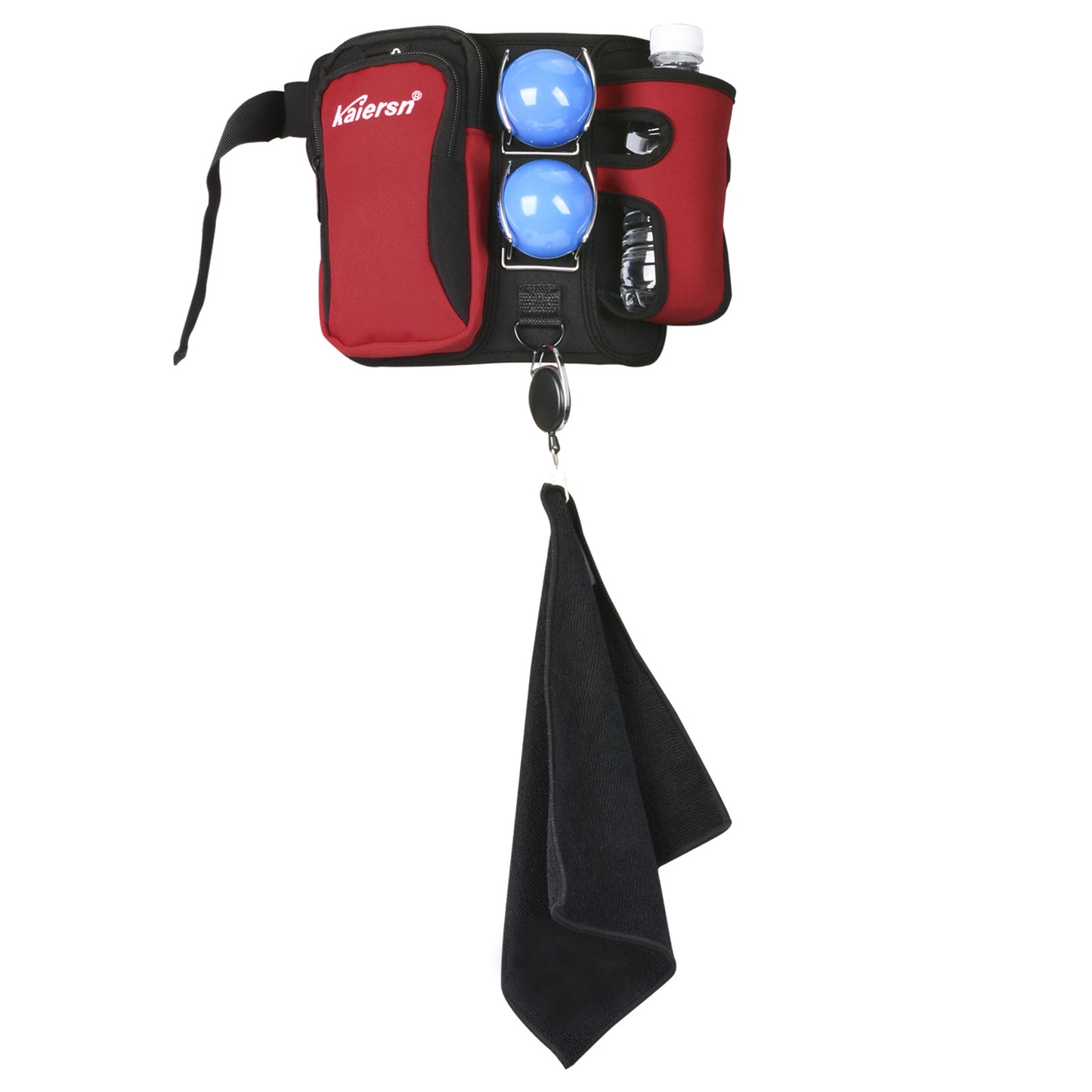 Red Professional Park Golf Waist Bag - Multi-Functional Accessory Organizer for Dual Ball Storage & Water Bottle Holder