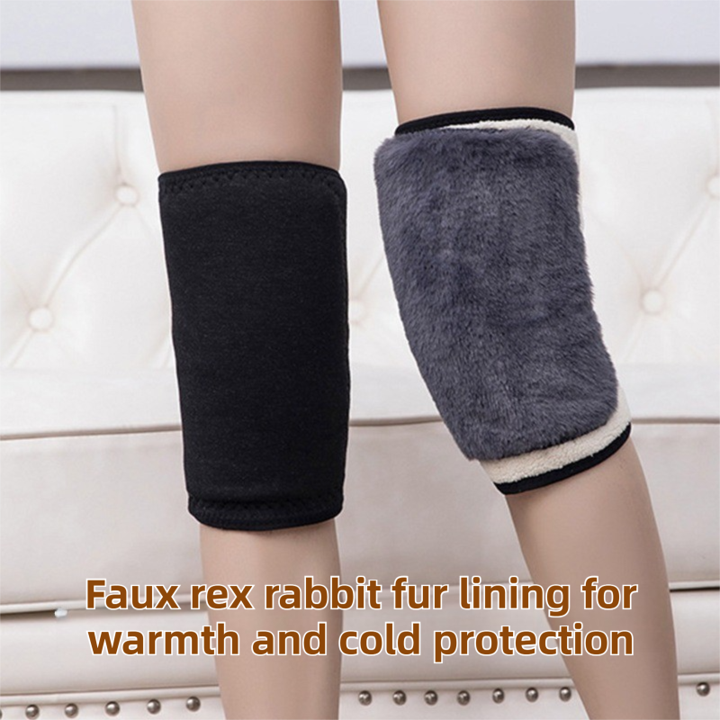 Windproof Thermal Rider Protection Set - 2 Pack Faux Rabbit Fur Knee Braces & Black Fleece Balaclava Hood Outdoor Sports Warmth Bundle