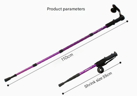 Black 2-Pack Lightweight Trekking Poles | 4-Section Adjustable 52-110cm Walking Sticks | Anti-Shock High-Strength Aluminum Alloy Hiking Poles