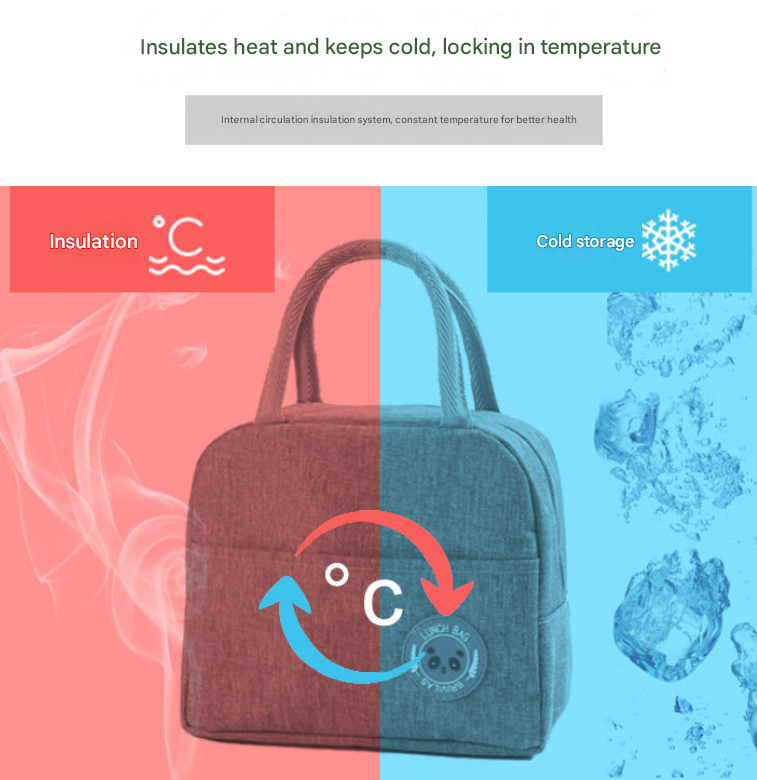 Rose Red Portable Insulated Lunch Bag for Kids & Adults | Cute Panda Thermal Bento Tote | Lightweight Water-Resistant Meal Prep Bag