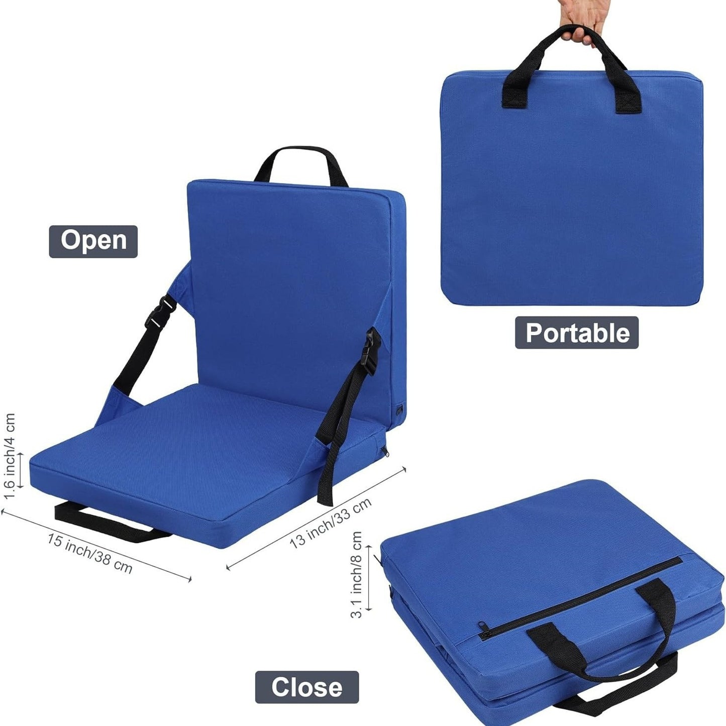 Blue Portable Foldable Outdoor Seat – Multi-Functional Stadium & Boat Chair with Carry Handle