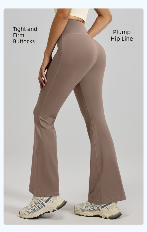 L Coffee High-Waisted Flared Yoga Pants – Sculpting & Slimming Fitness Leggings