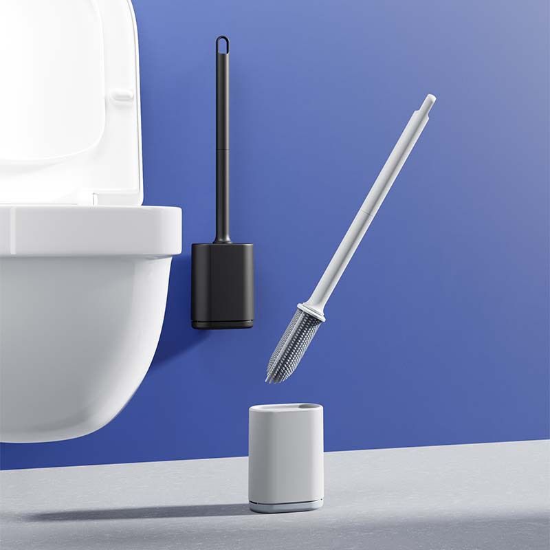 White Wall-Mountable Toilet Brush Set – Soft-Tip 360° Cleaning System