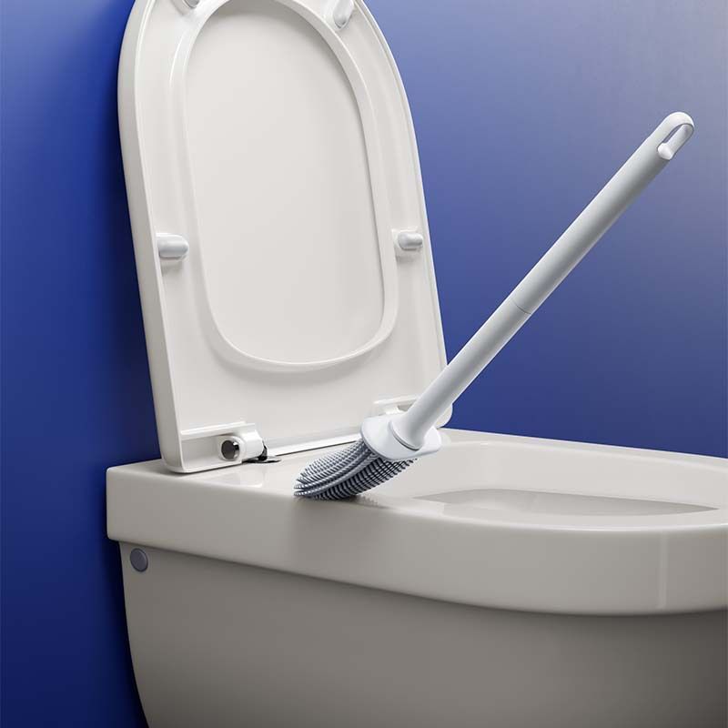 White Wall-Mountable Toilet Brush Set – Soft-Tip 360° Cleaning System
