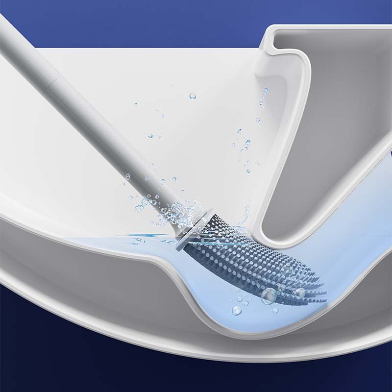 2 Pcs (Black + White) Wall-Mountable Toilet Brush Set – Soft-Tip 360° Cleaning System