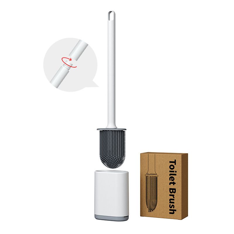 2 Pcs (Black + White) Wall-Mountable Toilet Brush Set – Soft-Tip 360° Cleaning System
