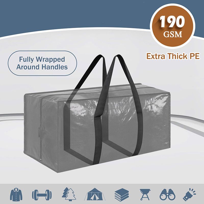 4 Pack Extra Heavy Duty Large Moving Bags with Strong Zipper & Comfortable Handles, Sturdy & Durable Clothes Storage Bags Totes Bins,  Packing Moving Boxes for Clothes, Bedding, Dorm & Travel, Dark Blue