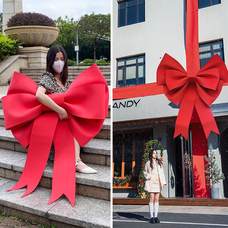 Red EVA Bow Decoration DIY Kit - 75cm x 100cm DIY Party & Event Backdrop Bow for Valentine's Day, Christmas, Birthday, Wedding, Shop Display