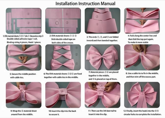 Pink EVA Bow Decoration DIY Kit - 75cm x 100cm DIY Party & Event Backdrop Bow for Valentine's Day, Christmas, Birthday, Wedding, Shop Display