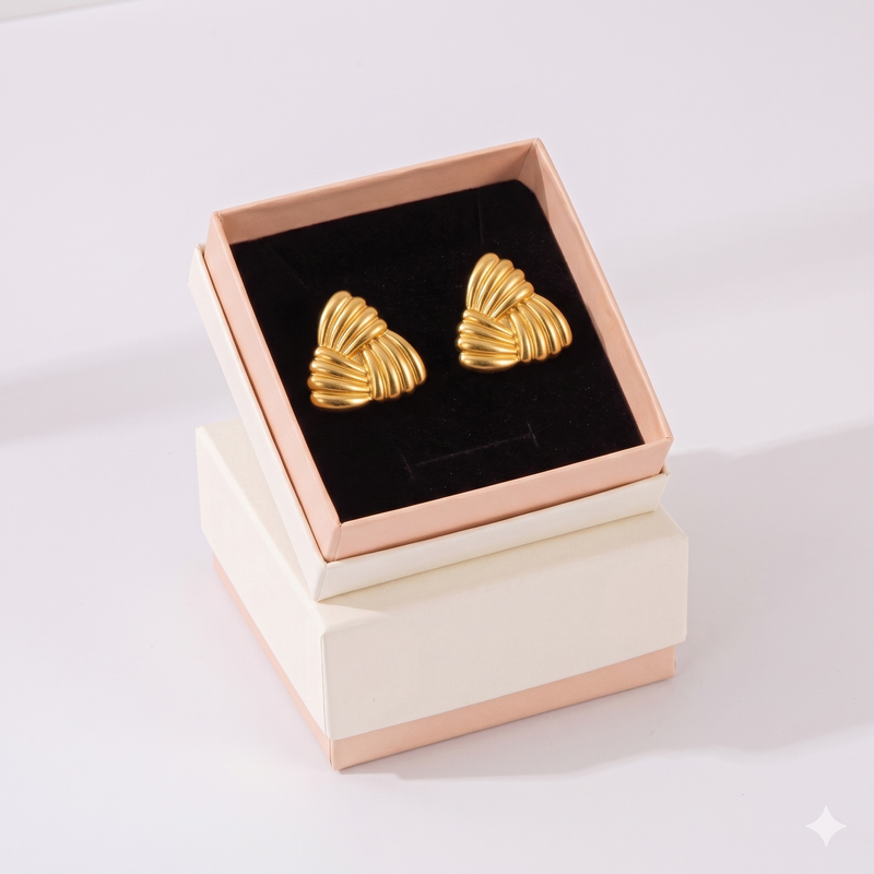 Combination A 18K Gold-Plated Stainless Steel Earring Set - 3 Pairs Minimalist Geometric Studs for Women with Gift Box Packaging