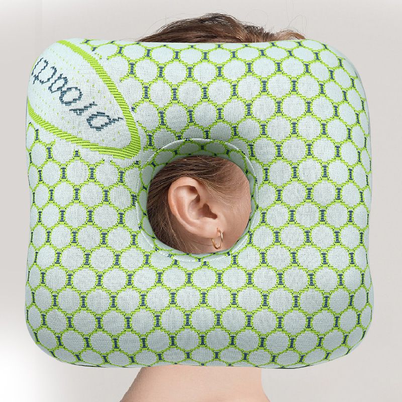 Green Ear Piercing Pillow - Soft Side Sleeper Cushion with Hollow Center for Pressure Relief, Post-Piercing Care & Comfortable Napping