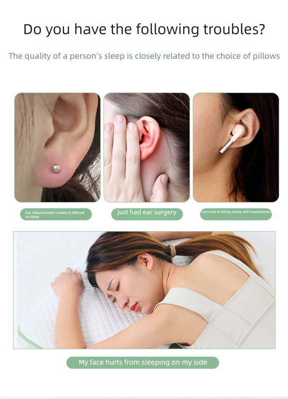 Green Ear Piercing Pillow - Soft Side Sleeper Cushion with Hollow Center for Pressure Relief, Post-Piercing Care & Comfortable Napping