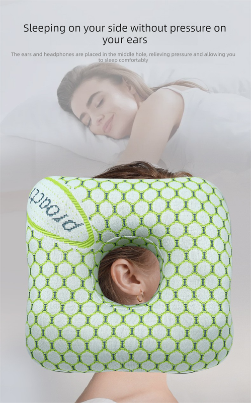 Light Pink Ear Piercing Pillow - Soft Side Sleeper Cushion with Hollow Center for Pressure Relief, Post-Piercing Care & Comfortable Napping