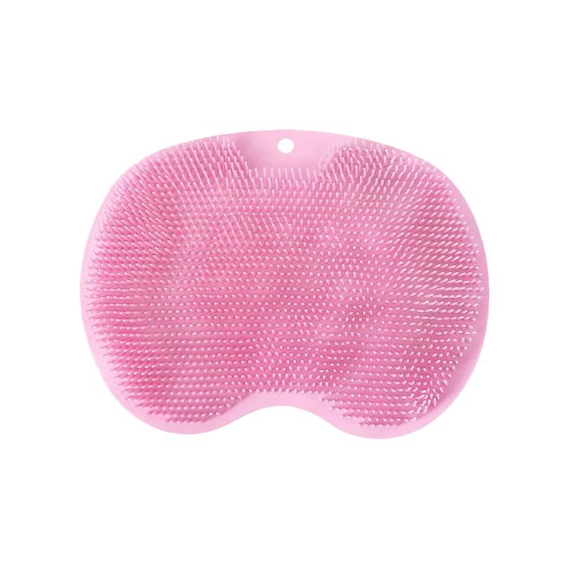 Pink 3-piece set  (2-Pack Silicone Foot & Back Scrubber Mat with Suction Cups + 1 Premium Lace Bath Loofah Sponge Set) - Non-Slip Foot Massager & Exfoliating Shower Set