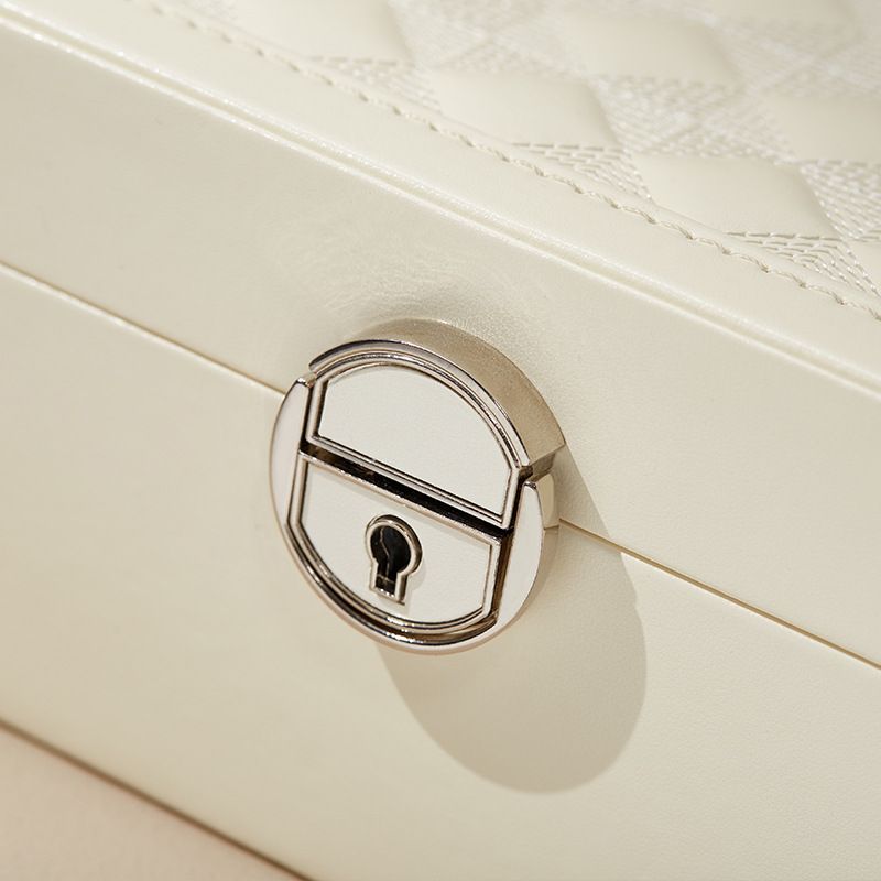 Black Large PU Leather Jewelry Box with Mirror & Lock - Velvet Lined Organizer for Rings, Necklaces & Watches