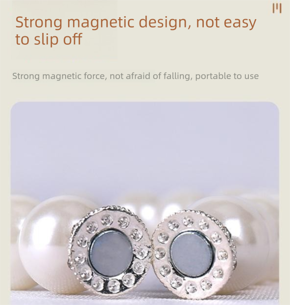 3 Pairs Magnetic Pearl Curtain Tiebacks（40cm） - No-Drill ABS Bead Holdback with Rhinestone Clasp