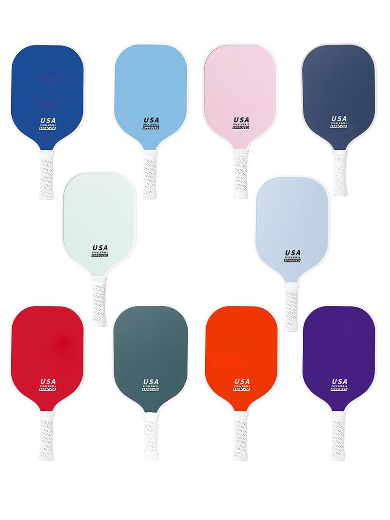 Pink Fiberglass Pickleball Paddle Set - 4 Minimalist Paddles, 8 Balls, and 2 Carry Bags for Outdoor Play