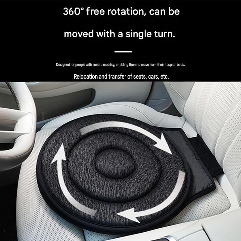 Black 360° Swivel Car Seat Cushion – Portable Rotating Transfer Aid for Elderly, Pregnant Women & Mobility Support