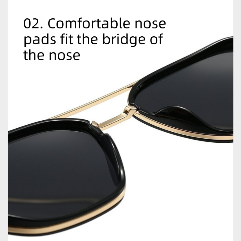 Matte black Rectangular Sunglasses – Classic Frame Design with Adjustable Nose Pads for Daily Wear