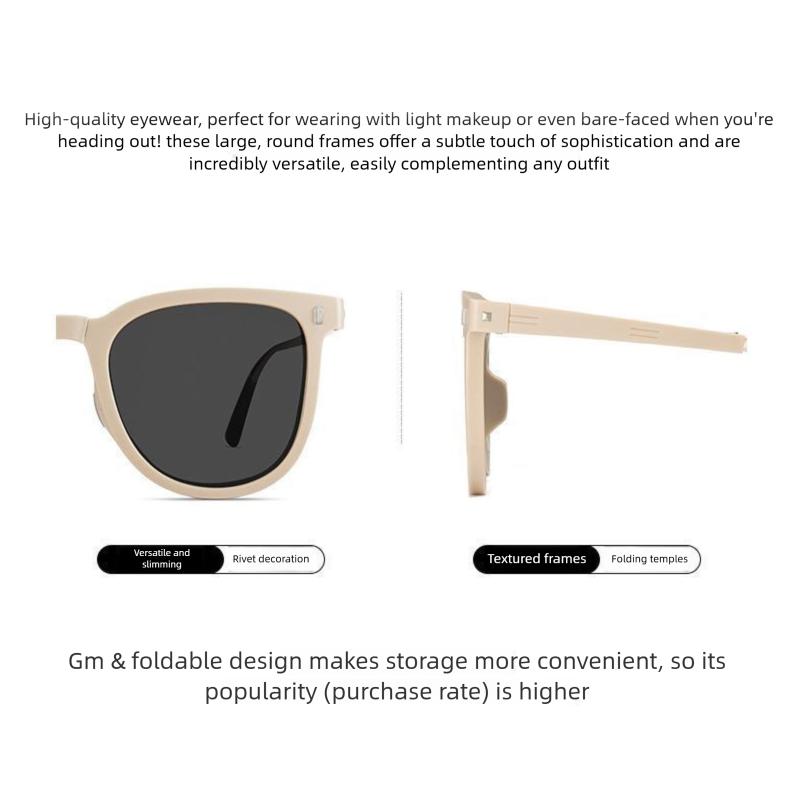 Autumn Tea Foldable UV400 Sunglasses for Men and Women – Lightweight Driving & Outdoor Sun Glasses with Hard Case, 18.4g TR+Metal Frame, Compact 32mm Folded Size