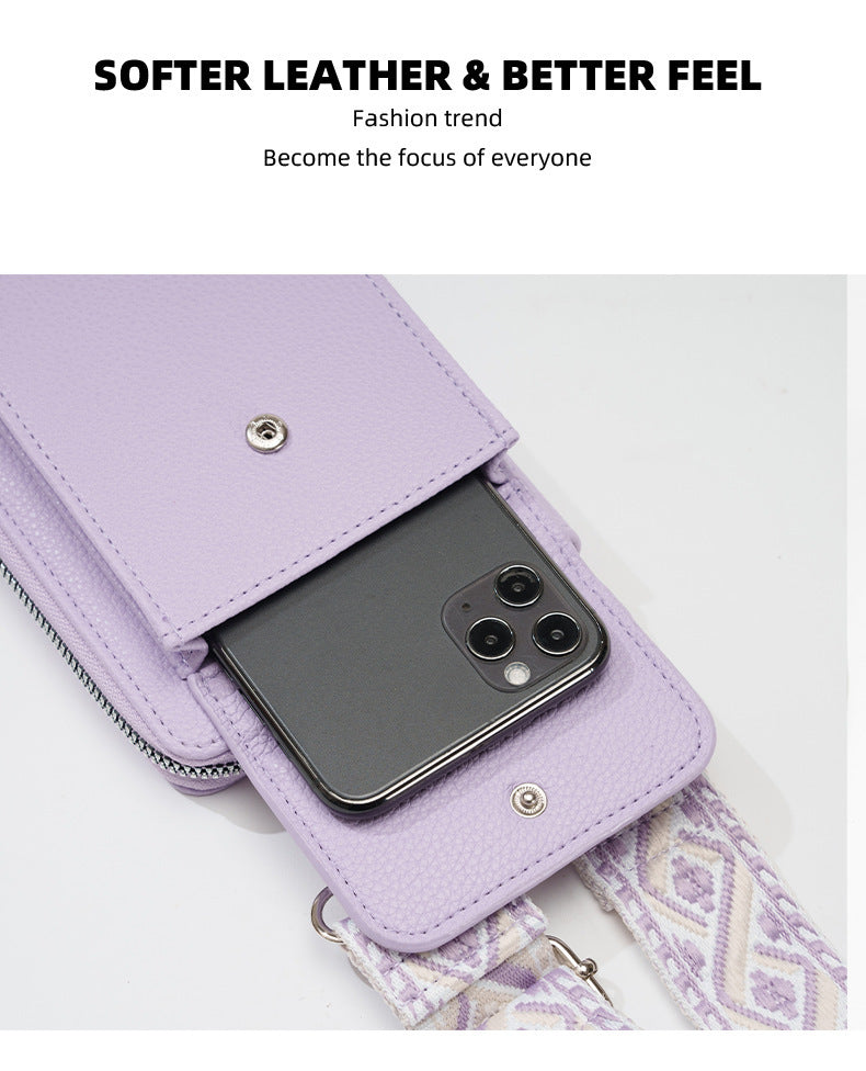 Black Women's Multi-Functional Crossbody Phone Bag with Detachable Coin Purse, PU Leather Shoulder Bag with Credit Card Slots, Stylish Minimalist Design for Daily Use