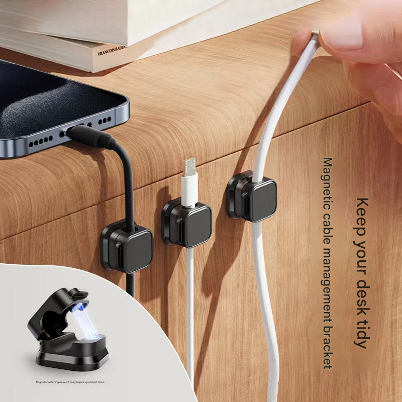 24 White Pack Magnetic Cable Organizer Clips for Desk and Car, Reusable Adhesive Cord Management Holder for Charging Cables, USB Wires, Headphones, HDMI, and Power Cords
