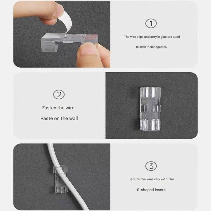 100 Pack Self-Adhesive Cable Clips Non-Marking Cord Management Holder for Desk and Car, Drill-Free Wire Fixer Solution for Local Workspaces(Small size)