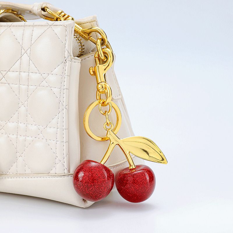Fashionable Cherry Keychain with Fruit Pendant for Handbags and Keys Stylish Accessory Solution for Local Trendsetters(A01)