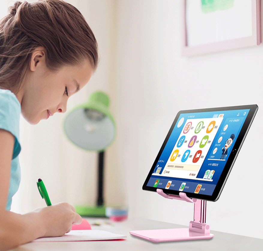 Black Adjustable Desktop Phone Stand with Height Extension and Foldable Design for Online Classes and Streaming Comfortable Hands-Free Solution for Local Users