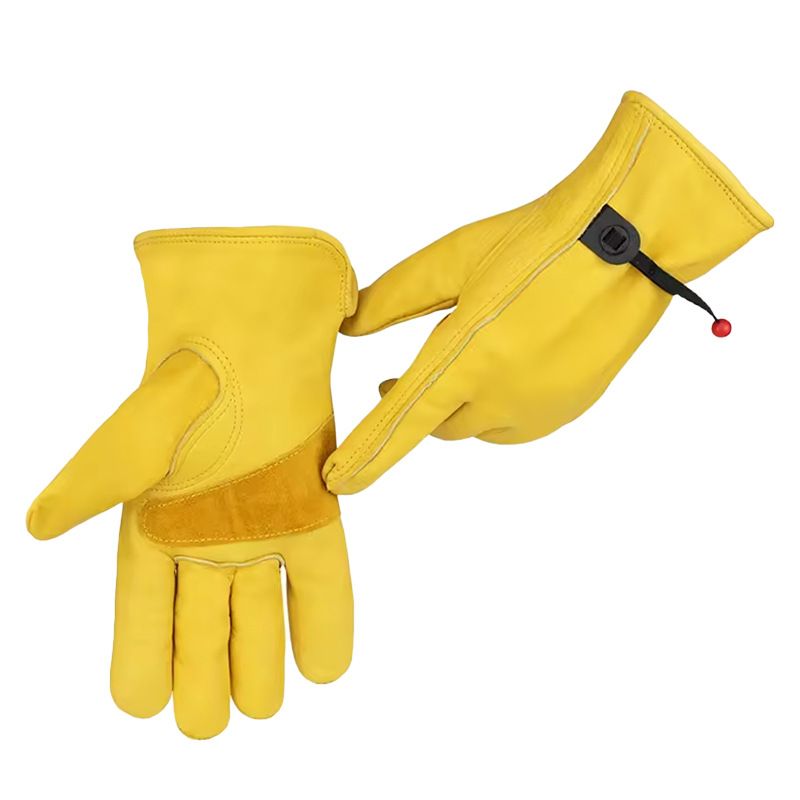 Size S Golden Yellow Top-Grain Cowhide Protective Work Gloves, Durable Wear-Resistant Labor Safety Solution for Local Industrial Professionals