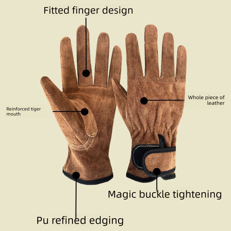 Size XL Heavy-Duty Cowhide Protective Gloves with Heat Resistant and Wear-Proof Leather for Outdoor Camping Welding and Industrial Work Reliable Hand Guard for Local Professionals