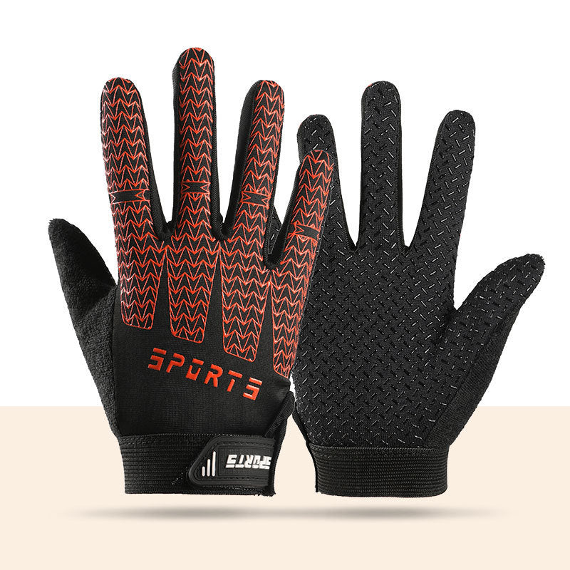 Black and Red Breathable Cycling Gloves for Kids - Non-Slip Silicone Grip, Ice Silk & Shock-Absorbing Sports Mitts (M Size)