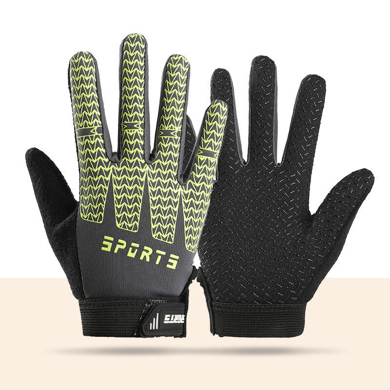 Black and Green Breathable Cycling Gloves for Kids - Non-Slip Silicone Grip, Ice Silk & Shock-Absorbing Sports Mitts (L Size)