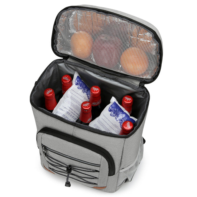 Light Grey 5.55 Gallons Large Insulated Picnic Backpack with Multi Pockets & Leak-Proof Interior - Multifunctional Waterproof Thermal Lunch Bag for Camping, Hiking & Outdoor Travel