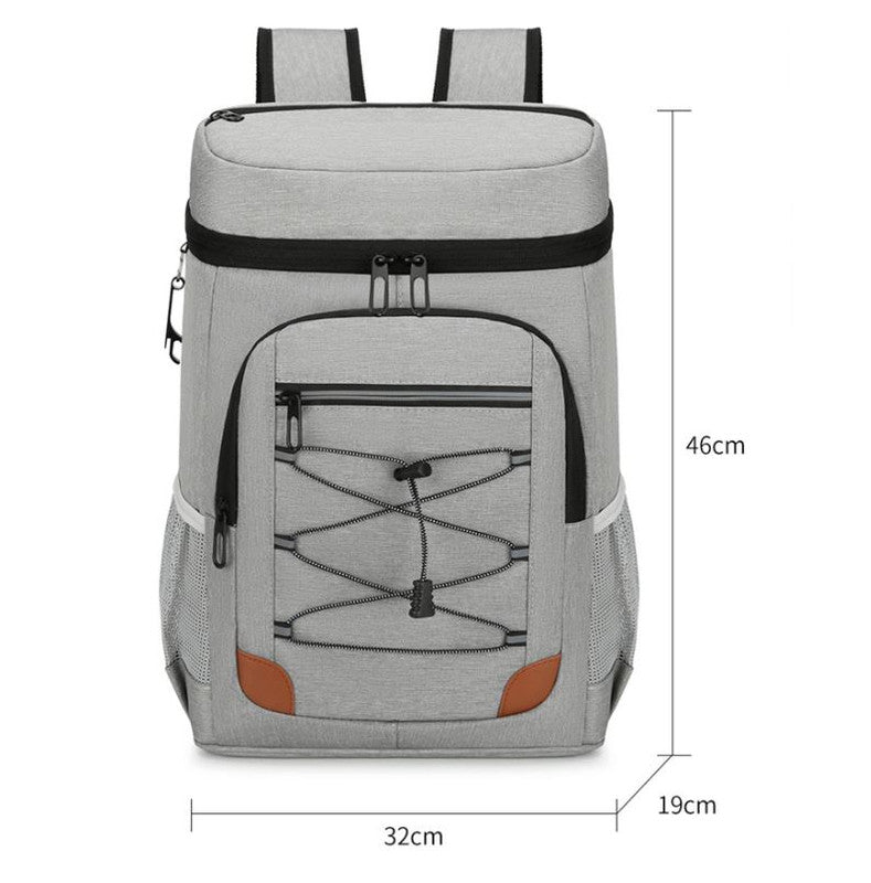 Light Grey 5.55 Gallons Large Insulated Picnic Backpack with Multi Pockets & Leak-Proof Interior - Multifunctional Waterproof Thermal Lunch Bag for Camping, Hiking & Outdoor Travel