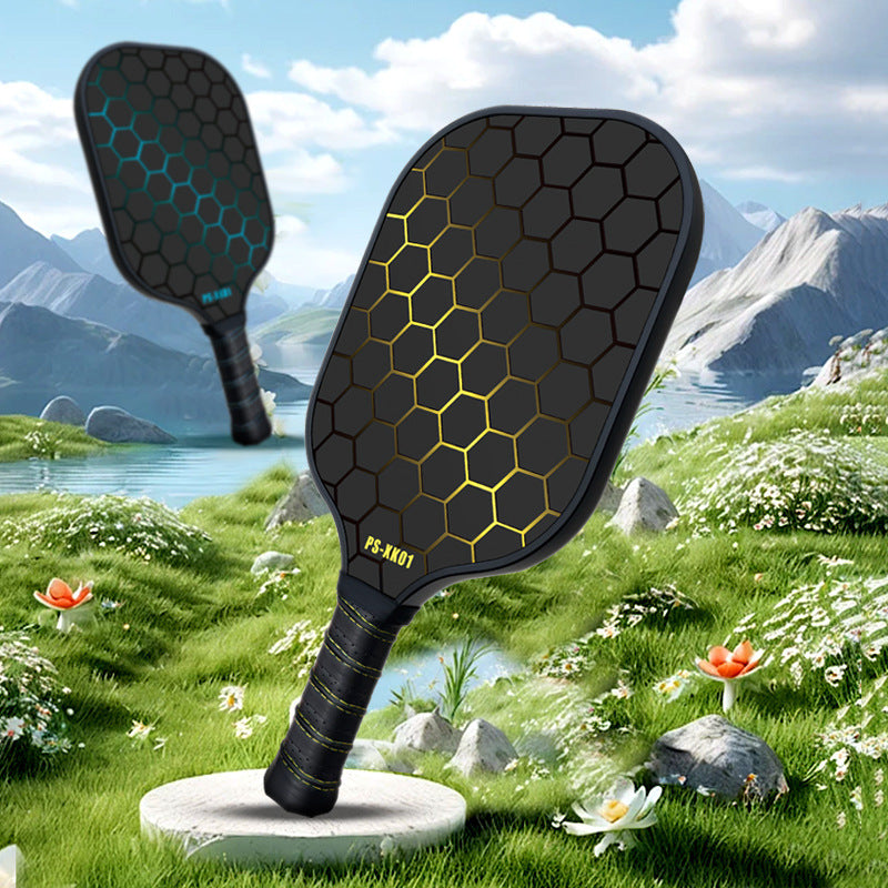 Black and Blue Fiberglass Pickleball Paddle - 220g Lightweight Racket with Breathable PU Comfort Grip and Oversized Sweet Spot for Outdoor Play