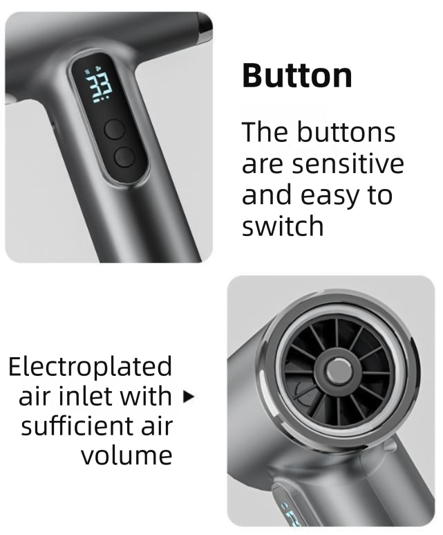 Grey Wireless Rechargeable Hot & Cold Hair Dryer - Lightweight Portable Blow Dryer with Blue Light Ion Care, 3 Speed & Temperature Settings
