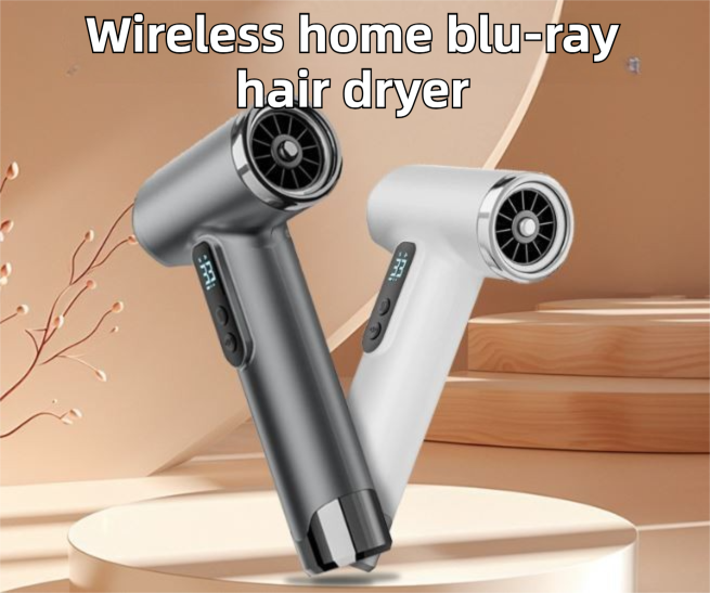 Pink Wireless Rechargeable Hot & Cold Hair Dryer - Lightweight Portable Blow Dryer with Blue Light Ion Care, 3 Speed & Temperature Settings