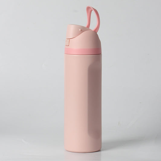 24oz Pink Large Thermal Water Bottle with Dual-Sipping Lid & Built-in Straw - Leak-Proof 304 Stainless Steel Outdoor Sports Flask