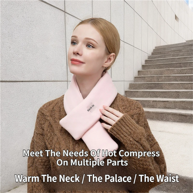 Pink USB Powered Graphene Rapid Heated Scarf - 80 x 10 CM Washable Winter Thermal Wrap with 3-Level Temp for Cervical Support & Pain Relief
